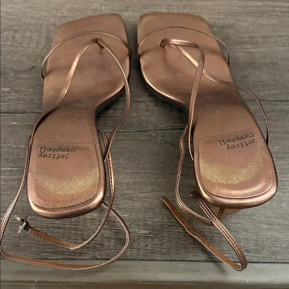 Jeffrey Campbell Metallic Bronze Strappy Heels Fluxx Sandal - Picture 2 of 6